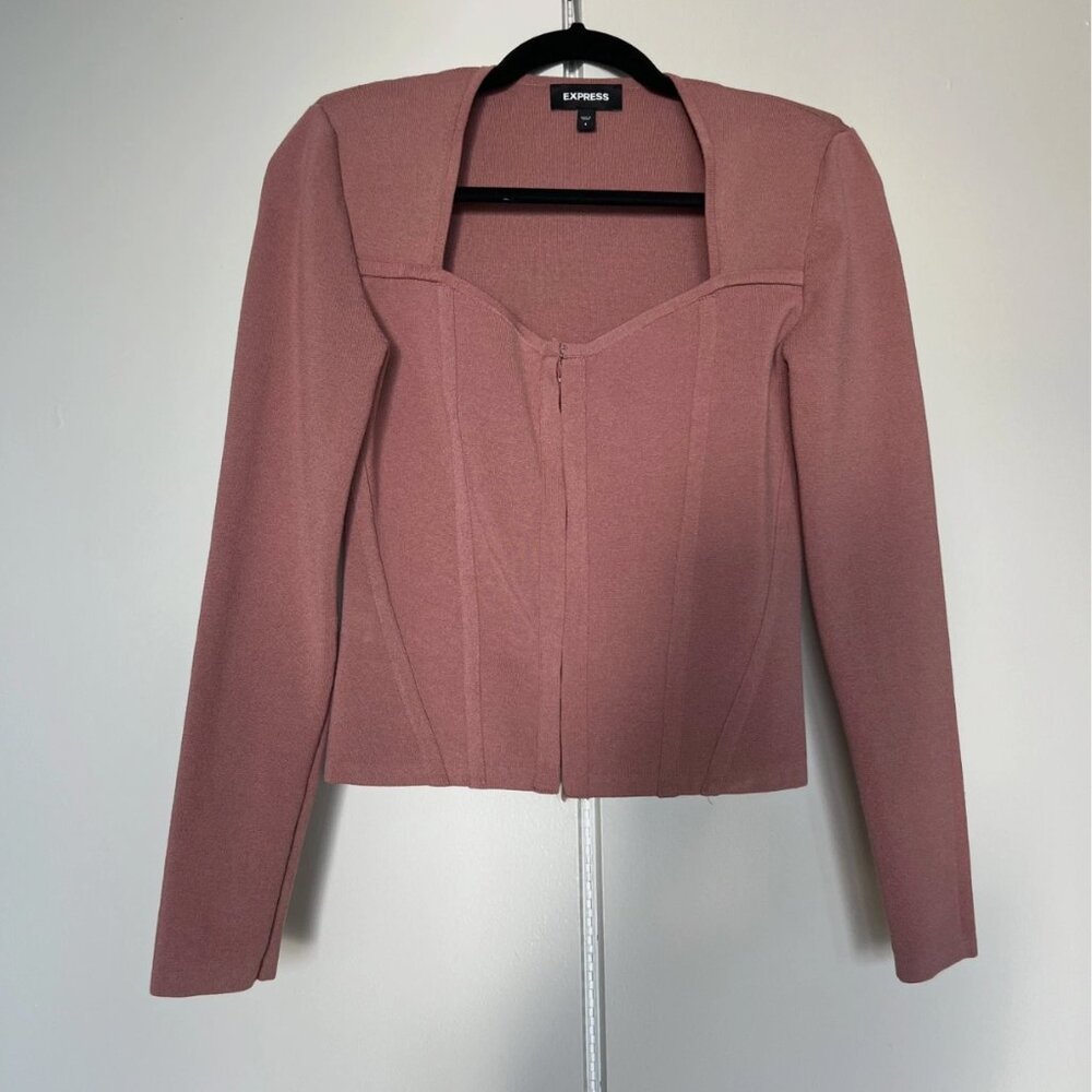 Express - Corset Bustier Style Long-Sleeve- Romantic Rose - NWOT - S Small